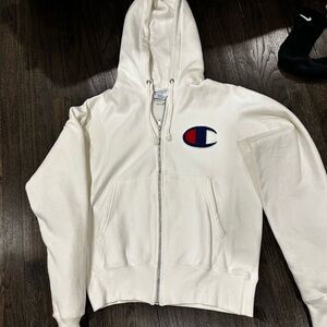 Champion XL Cream/White Reverse Weave Hoodie